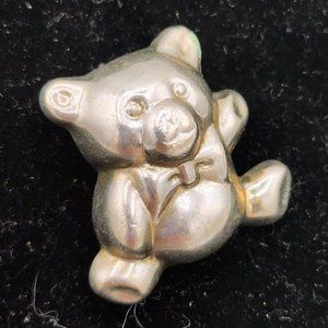Vintage Sterling Silver Puffy Teddy Bear Brooch/Pendant Stamped 925